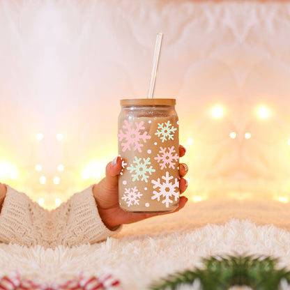 Pastel Snowflakes 17oz Stainless Steel Water Bottle - Insulated Tumbler