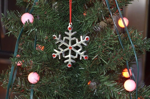 Snowflake Christmas Tree Ornaments - Set of 8 Handcrafted Metal Decorations