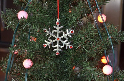 Snowflake Christmas Tree Ornaments - Set of 8 Handcrafted Metal Decorations