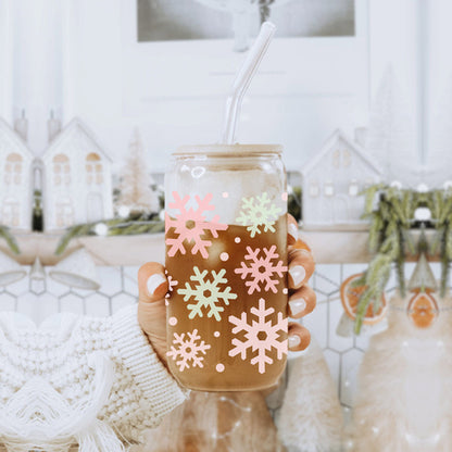 Pastel Snowflakes 17oz Stainless Steel Water Bottle - Insulated Tumbler
