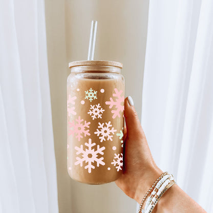 Pastel Snowflakes 17oz Stainless Steel Water Bottle - Insulated Tumbler