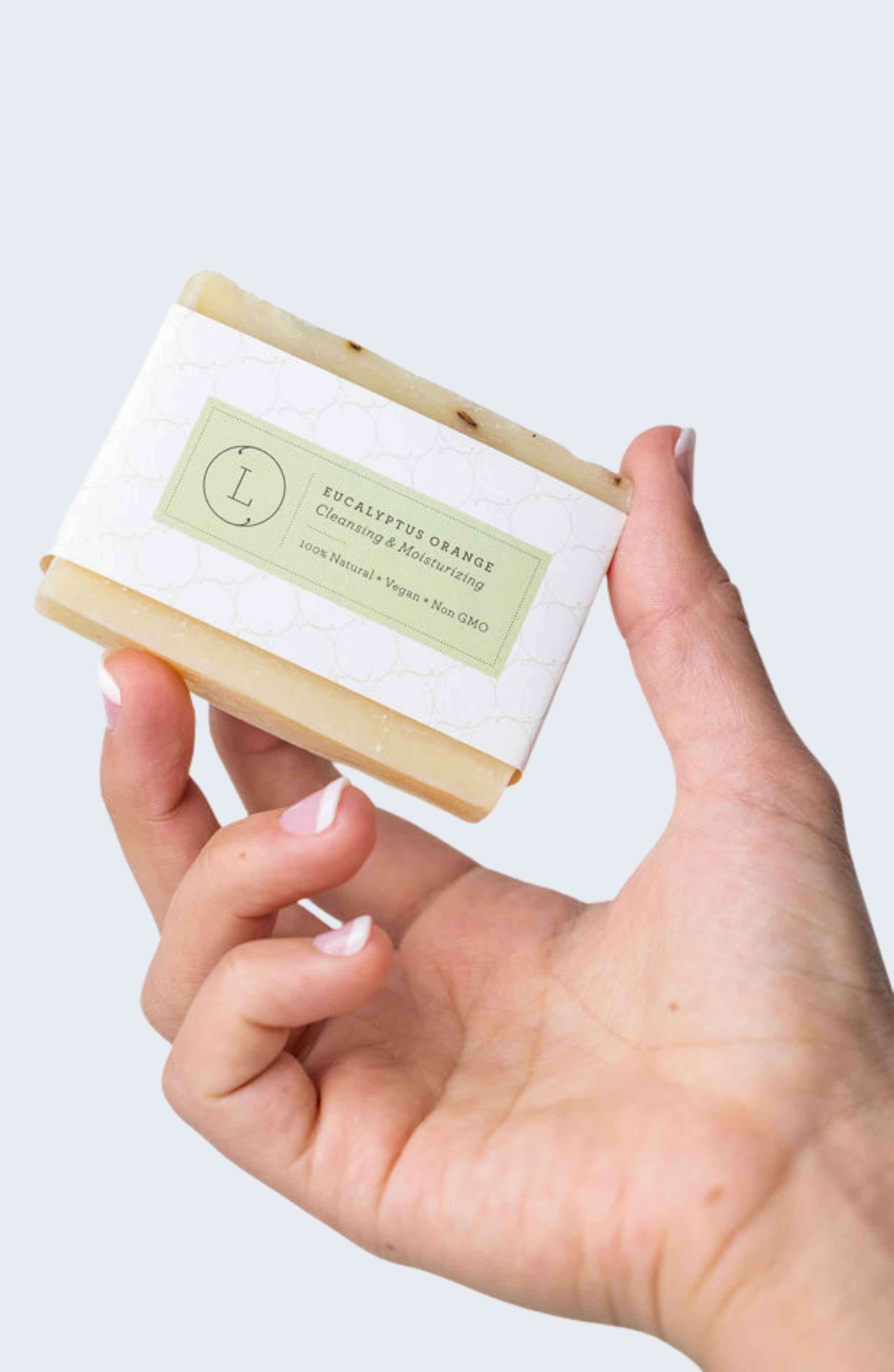 2x Eucalyptus Natural Handmade Soap Bar, Fresh Cold Process Soap