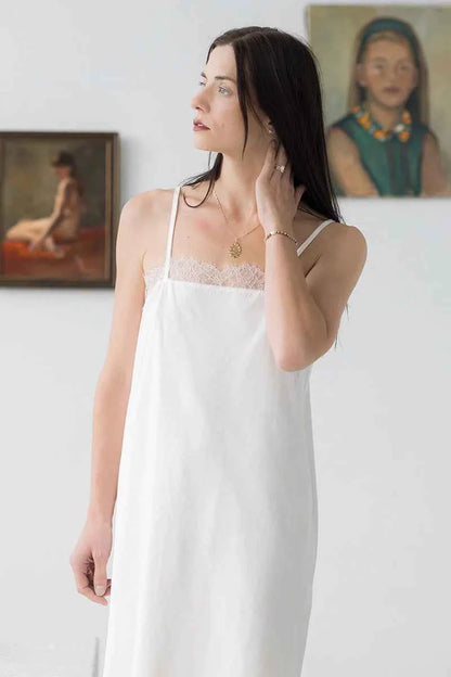 Sofia Eyelash Lace Chemise in Pima Cotton