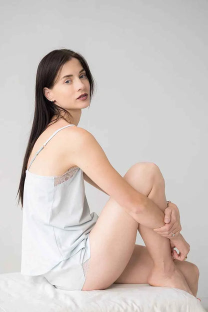 Sofia Brushed Pima Cotton Lace Camisole &amp; Shorts Set