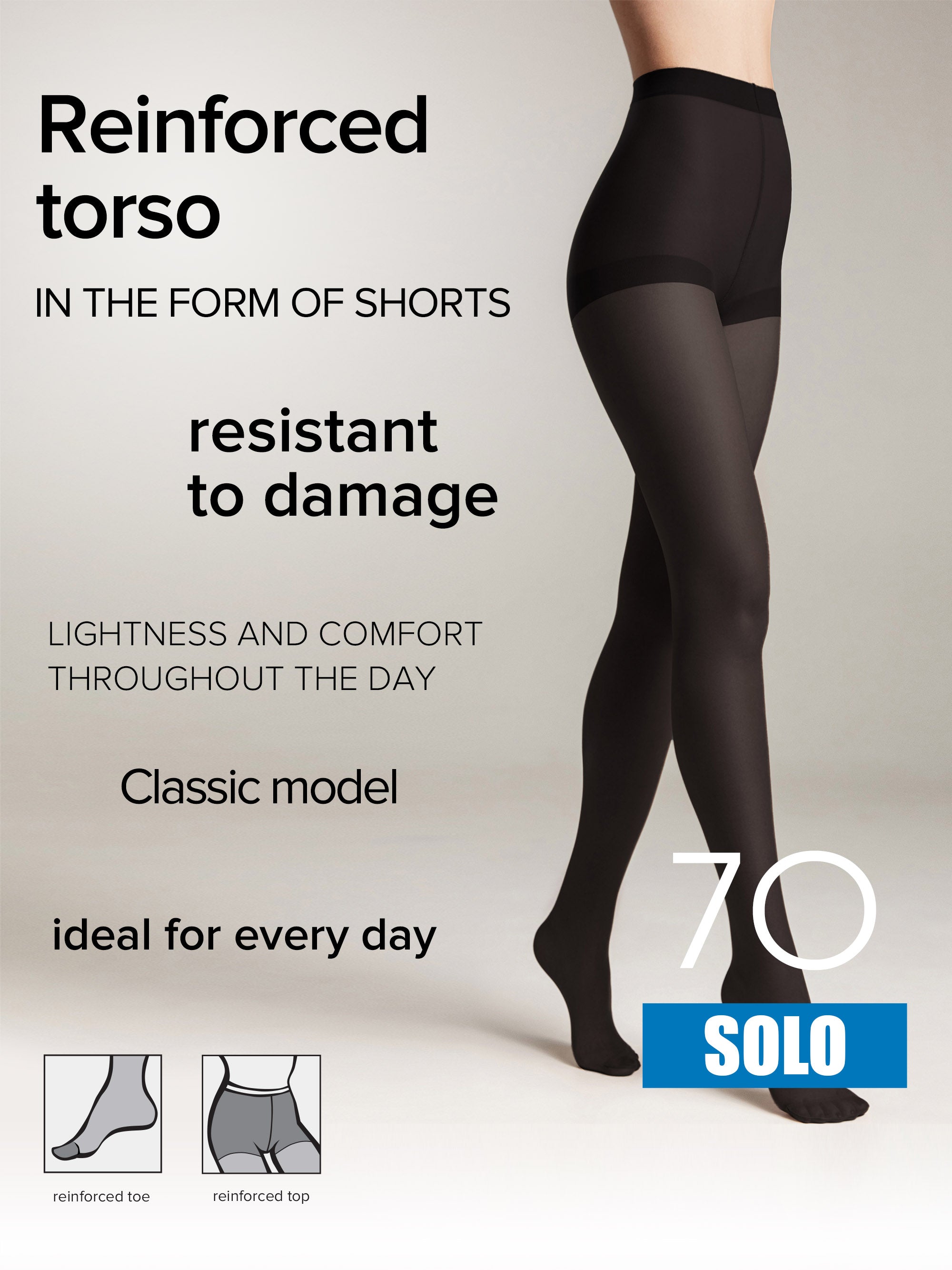 Tights Conte Solo 70 Den - Reinforced Torso - DestGlow