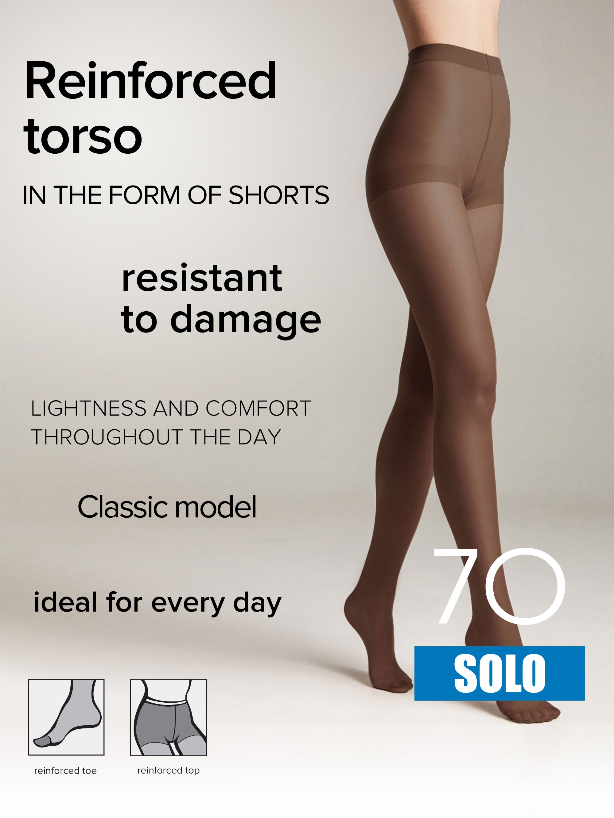 Tights Conte Solo 70 Den - Reinforced Torso - DestGlow