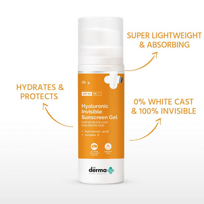 The Derma Co Hyaluronic Invisible Sunscreen Gel with Hyaluronic Acid &amp; Vitamin E
