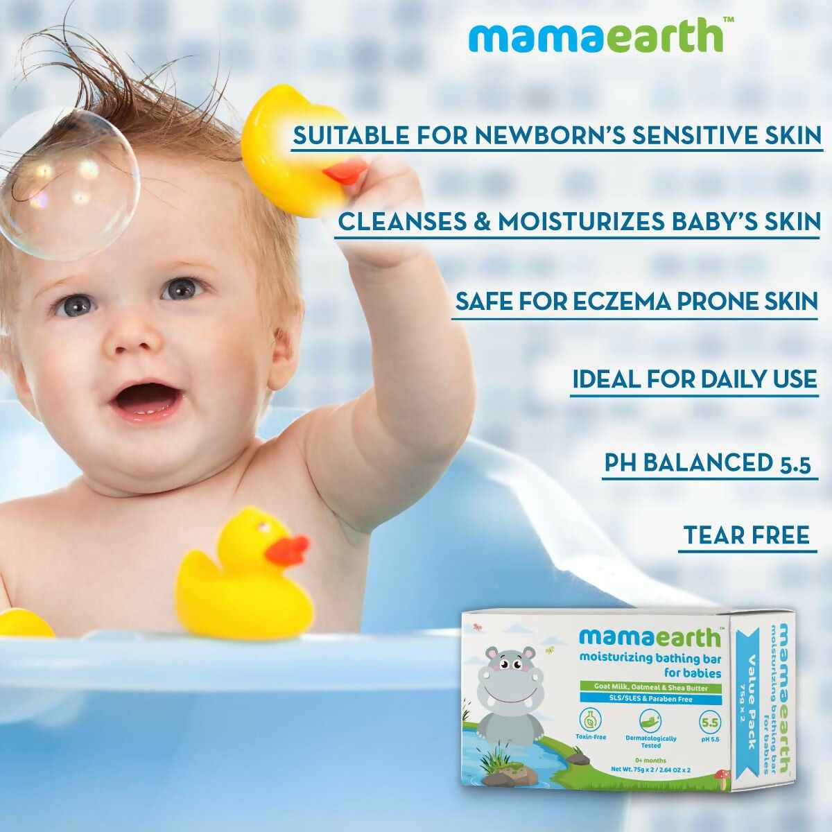 Mamaearth Moisturizing Baby Bathing Soap Bar &amp; Natural Berry Blast Kids Toothpaste