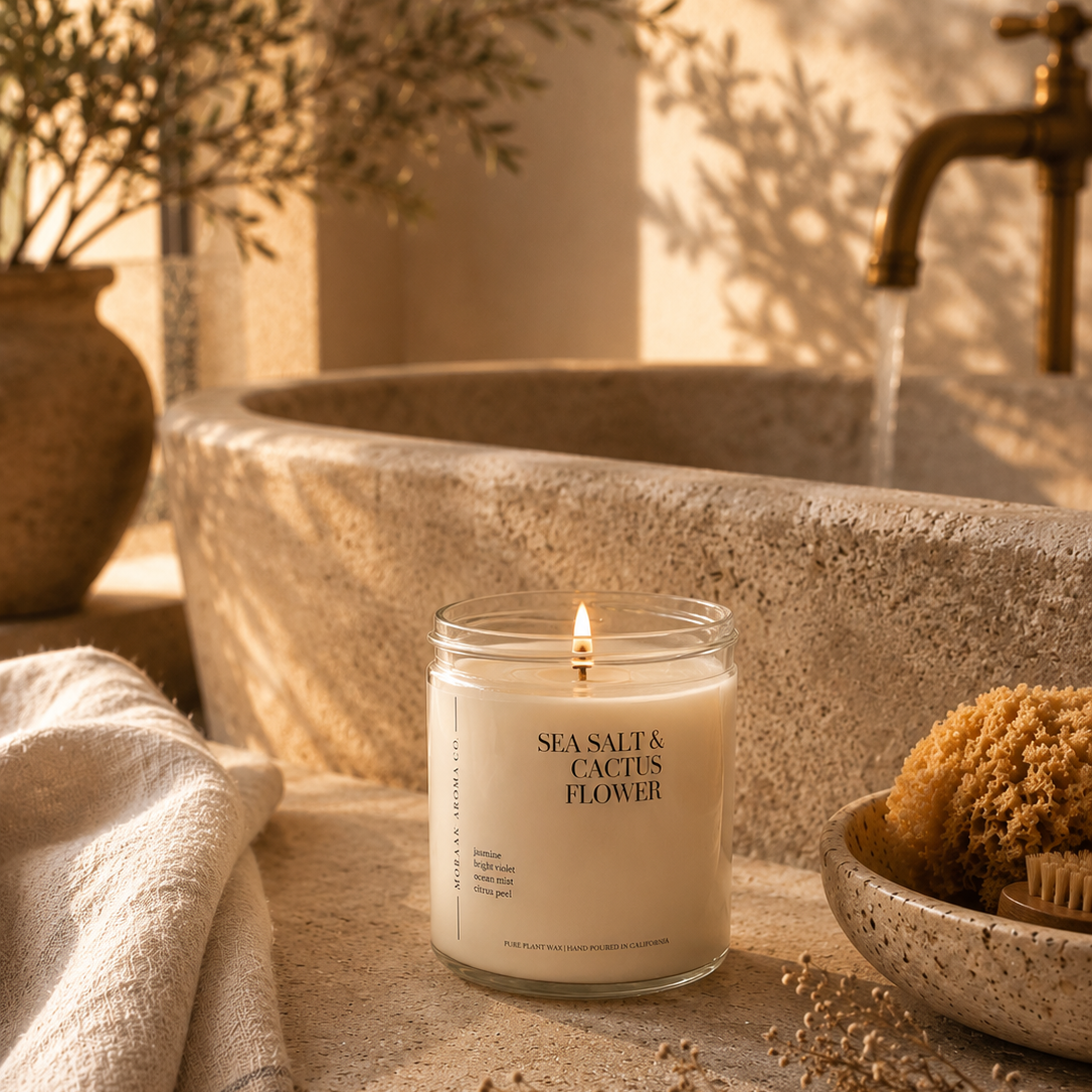 Sea Salt &amp; Cactus Flower Candle by Mobaak Aromatherapy Shoppe