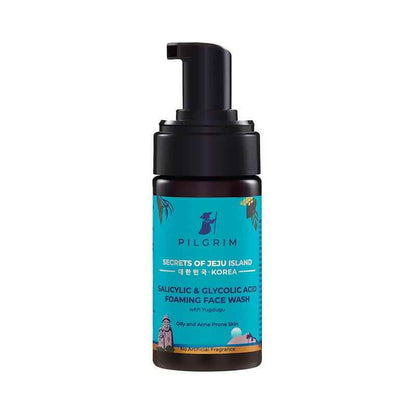 Pilgrim Korean 1.5% Salicylic (Bha) &amp; 2% Glycolic Acid (Aha) Foaming Face Wash For Oily &amp; Acne-Prone Skin - Korean Skin Care