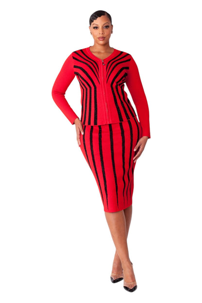 Striped Two Piece Knit Suit -5361 by Tally Taylor