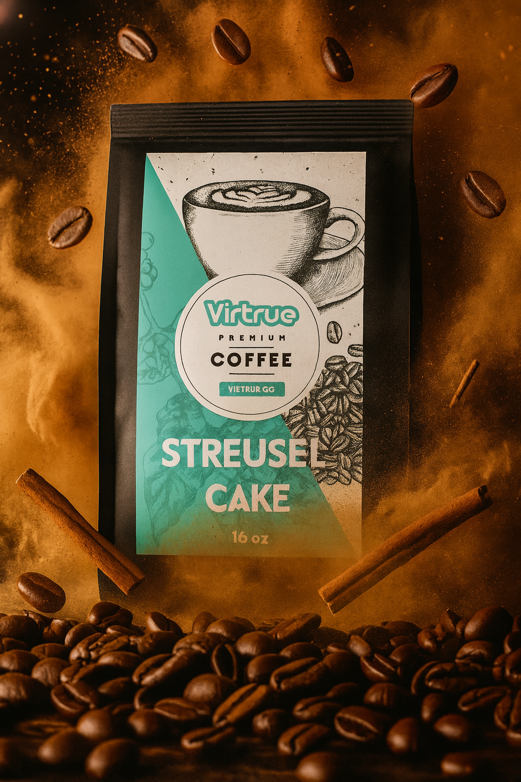Streusel Cake Flavored Coffee – 16oz | Virtrue Premium
