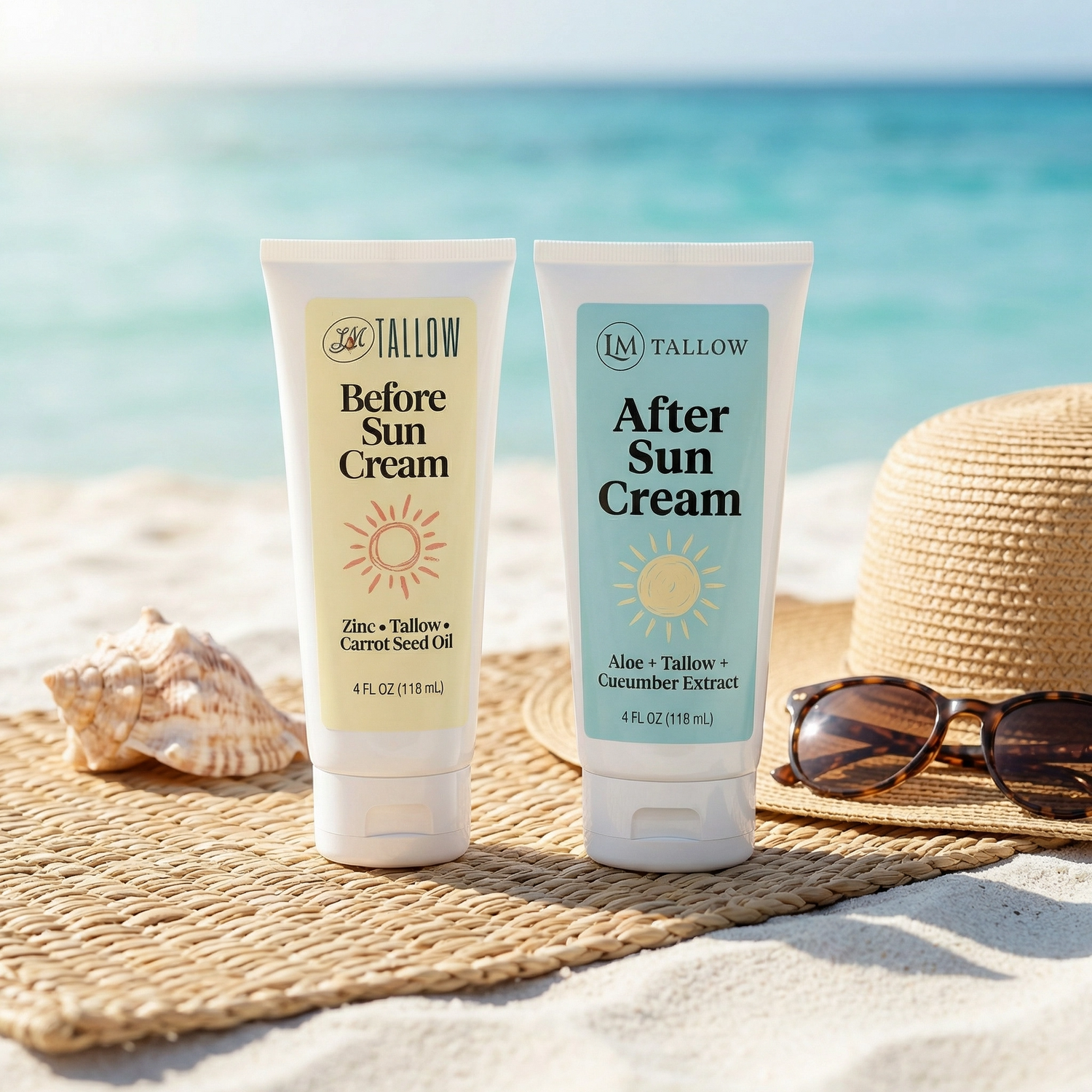 Tallow Sun Care Duo - Natural Before &amp; After Sun Cream Gift Set with Zinc Oxide by Lady May Tallow