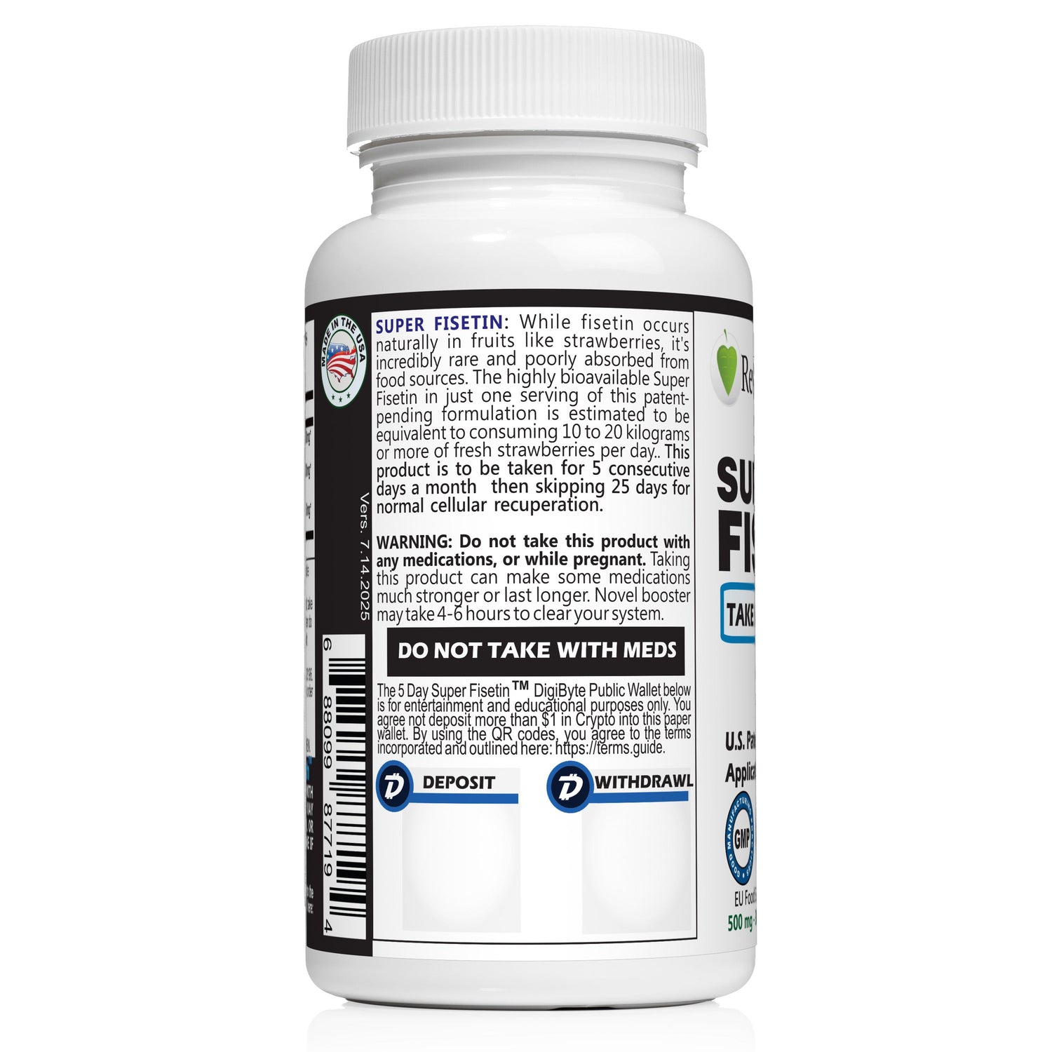 Super Fisetin 500mg - 6 Month Senolytic Supplement - Supports Cellular Health &amp; Longevity - GMP-Certified - Destroy Zombie Cells - For Anti-Aging by RevGenetics by RevGenetics