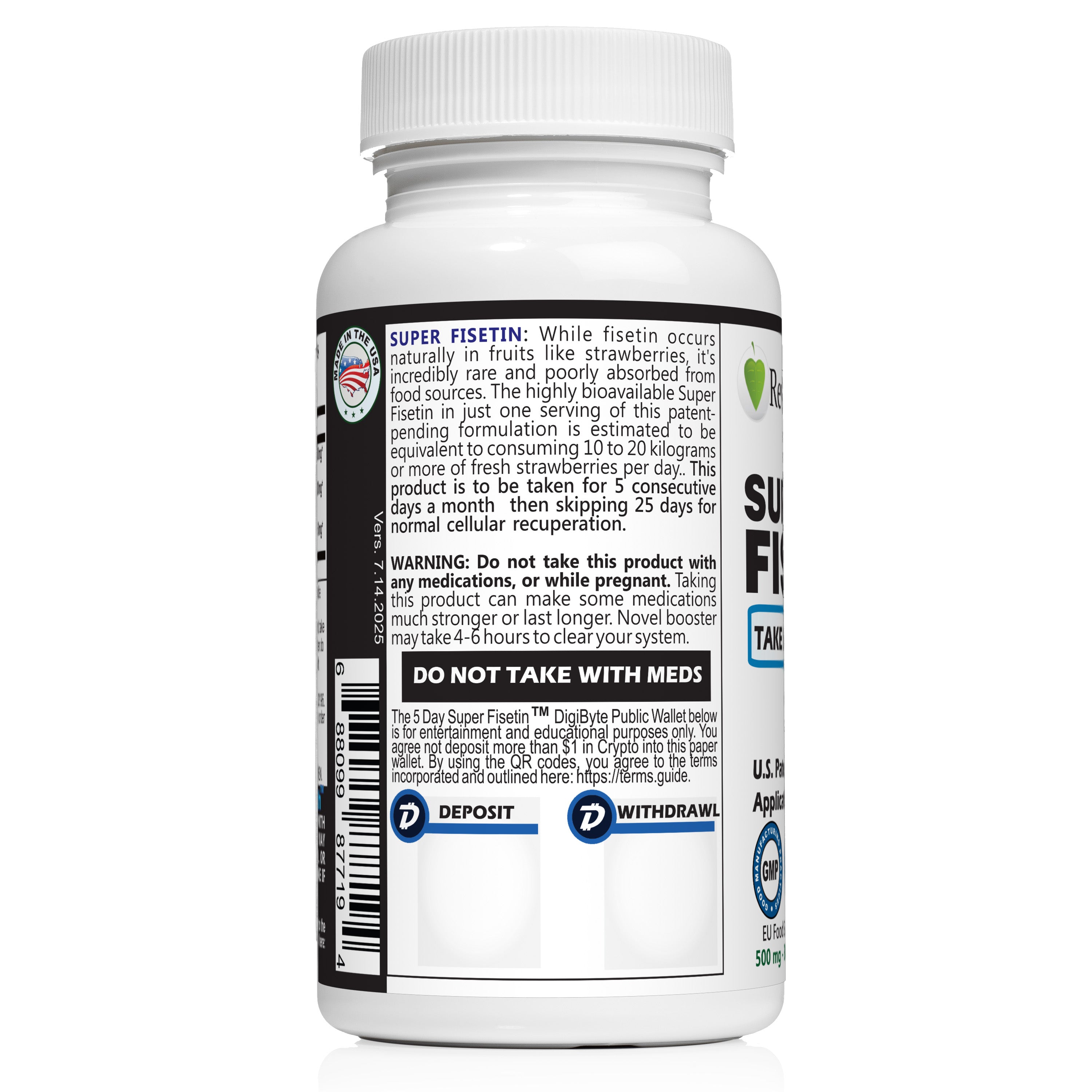 Super Fisetin 500mg - 6 Month Senolytic Supplement - Supports Cellular Health &amp; Longevity - GMP-Certified - Destroy Zombie Cells - For Anti-Aging by RevGenetics by RevGenetics
