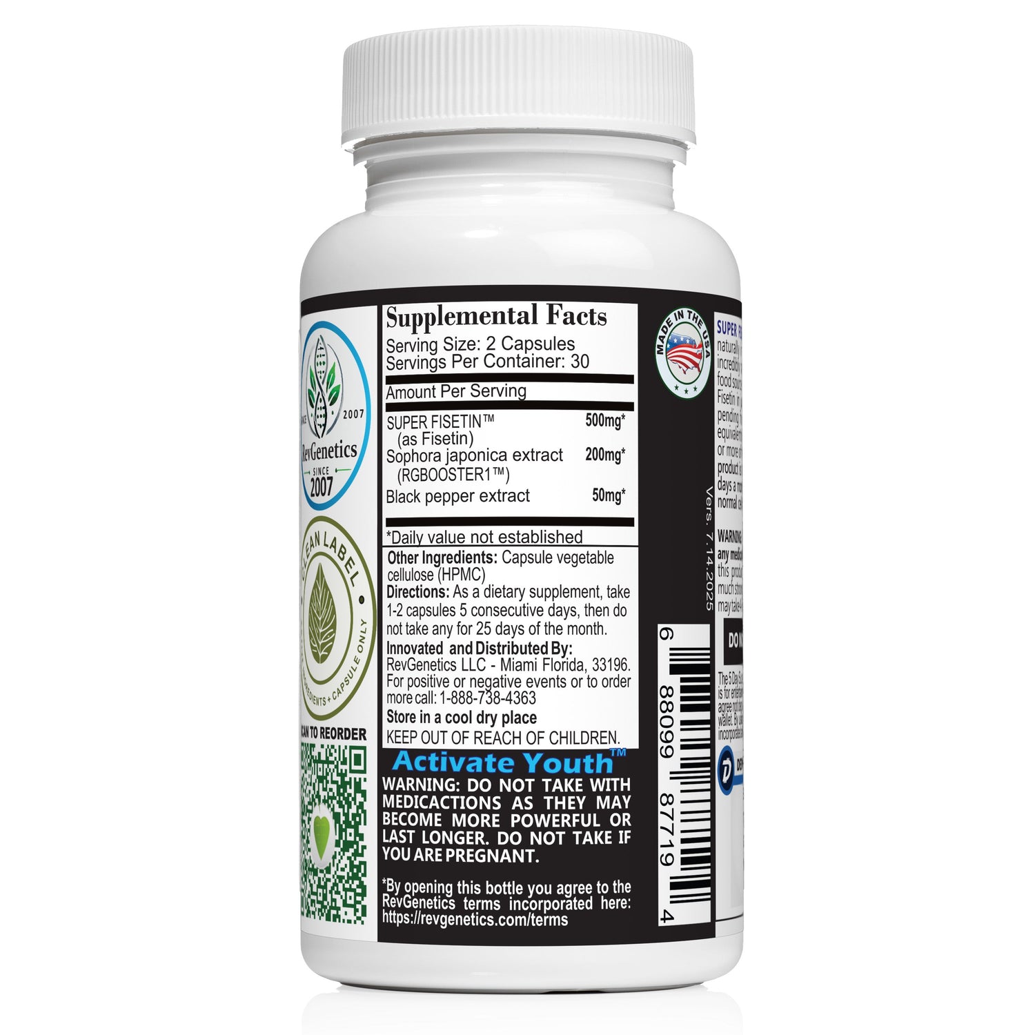 Super Fisetin 500mg - 6 Month Senolytic Supplement - Supports Cellular Health &amp; Longevity - GMP-Certified - Destroy Zombie Cells - For Anti-Aging by RevGenetics by RevGenetics