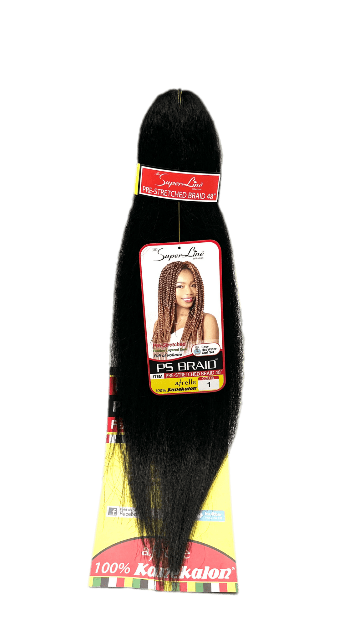 Superline Synthetic Afrelle 100% Kanekalon Pre-Stretched Jumbo Braid 48"