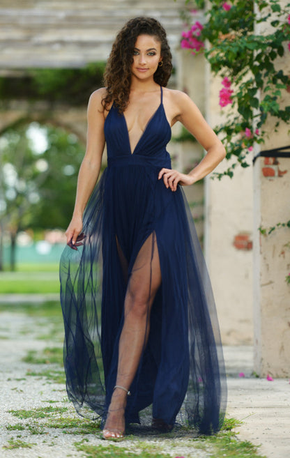 Sydney Maxi Dress - Navy Tulle Dress