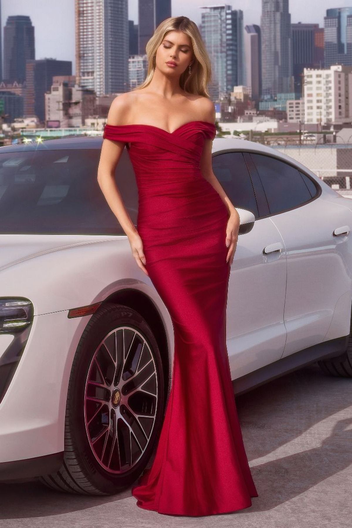 Ladivine Amoris T402 Dress Off the Shoulder Fitted Gown by DiscountDressShop