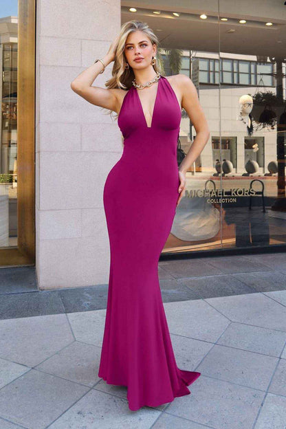 Astee T505 Sleek Halter Neck Fitted Stretch Gown by DiscountDressShop
