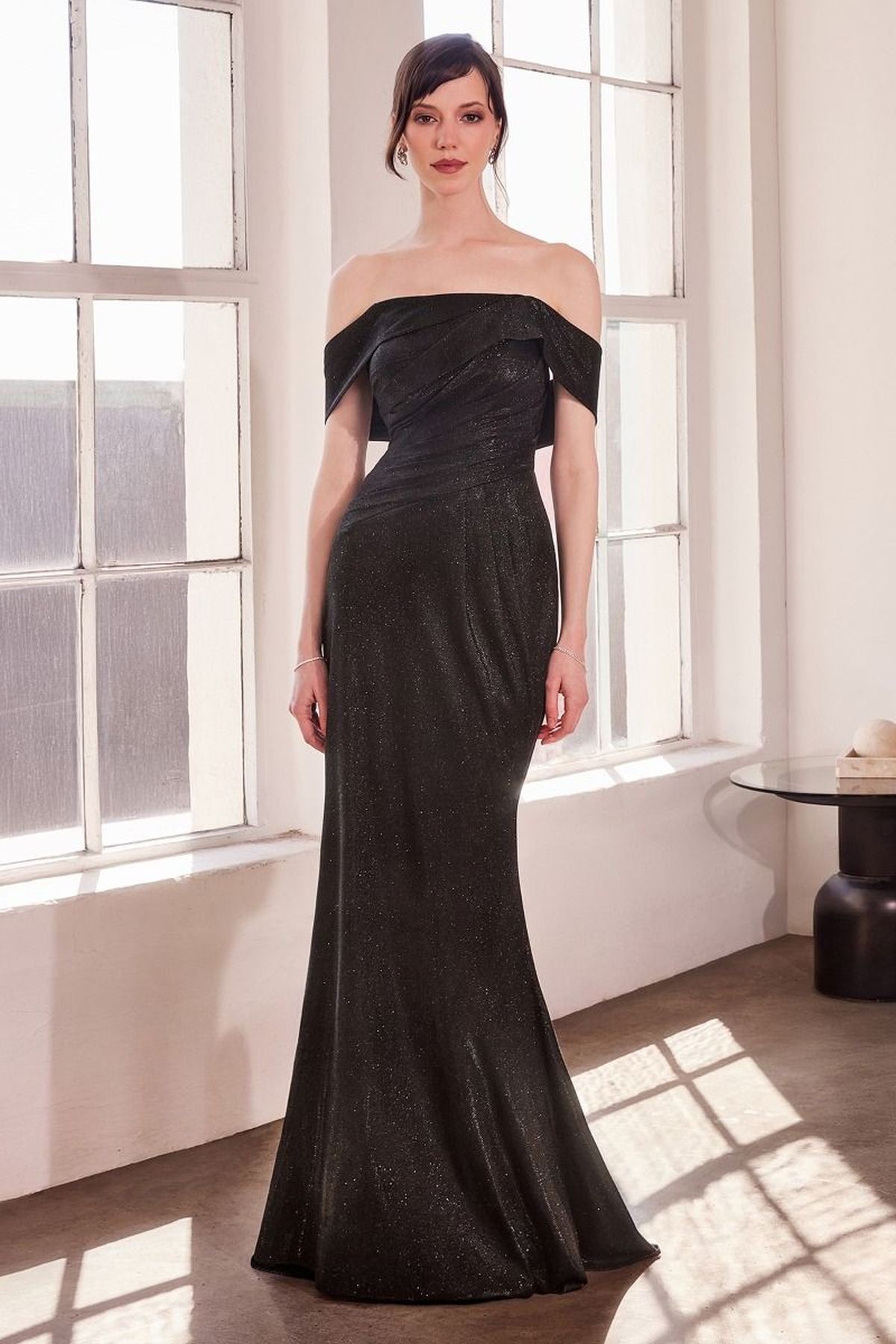 Ladivine Amoris T603 Off Shoulder Classic Modest Fitted Prom Gown by DiscountDressShop