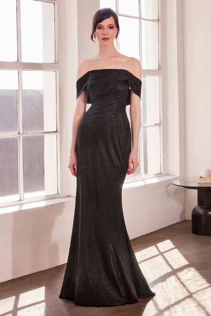Ladivine Amoris T603 Off Shoulder Classic Modest Fitted Prom Gown by DiscountDressShop