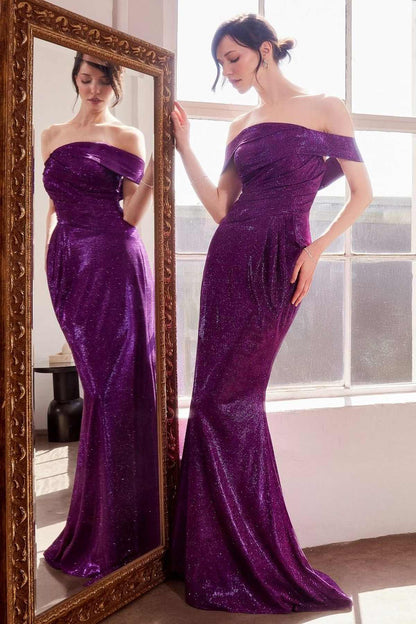Ladivine Amoris T603 Off Shoulder Classic Modest Fitted Prom Gown by DiscountDressShop
