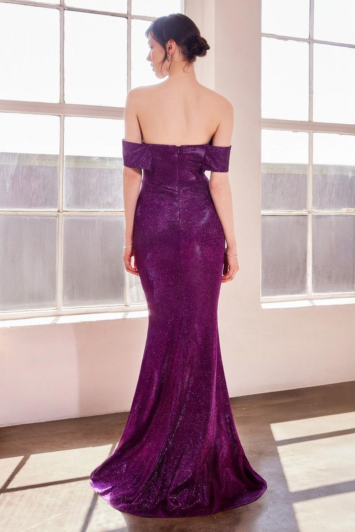 Ladivine Amoris T603 Off Shoulder Classic Modest Fitted Prom Gown by DiscountDressShop