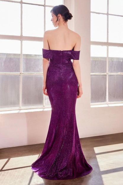 Ladivine Amoris T603 Off Shoulder Classic Modest Fitted Prom Gown by DiscountDressShop