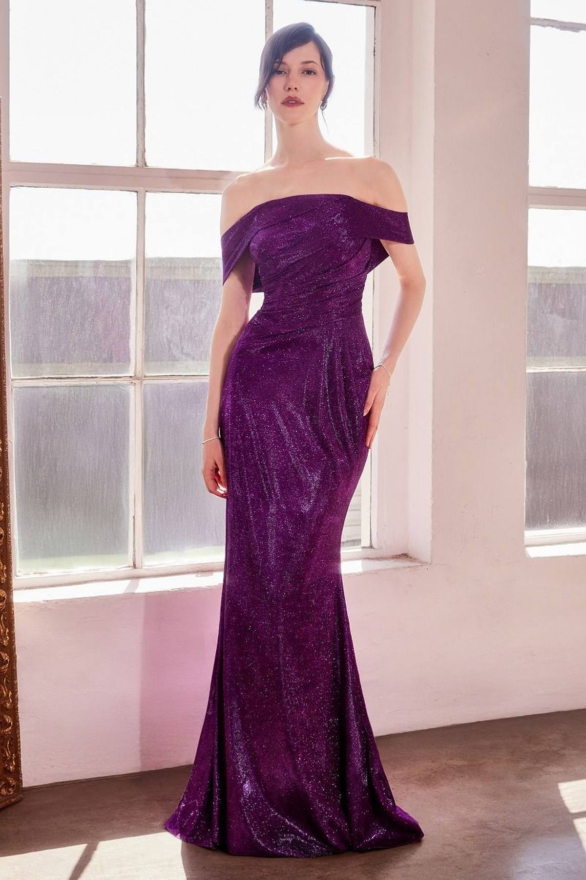 Ladivine Amoris T603 Off Shoulder Classic Modest Fitted Prom Gown by DiscountDressShop