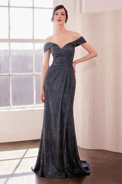 Ladivine Amoris T605 Off Shoulder Sweetheart Neck Metallic Prom Gown by DiscountDressShop