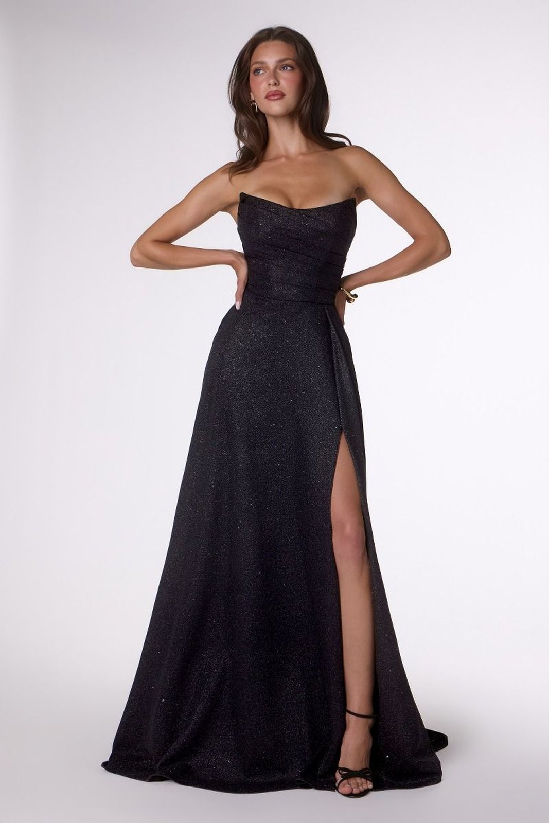 Ladivine Amoris T701 Strapless Glitter A-Line Gown by DiscountDressShop