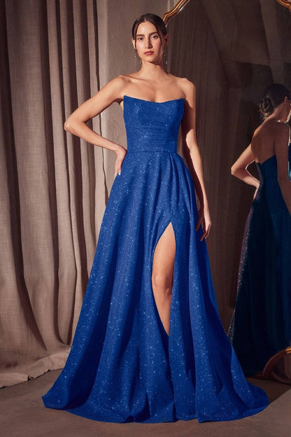 Ladivine Amoris T701 Strapless Glitter A-Line Gown by DiscountDressShop