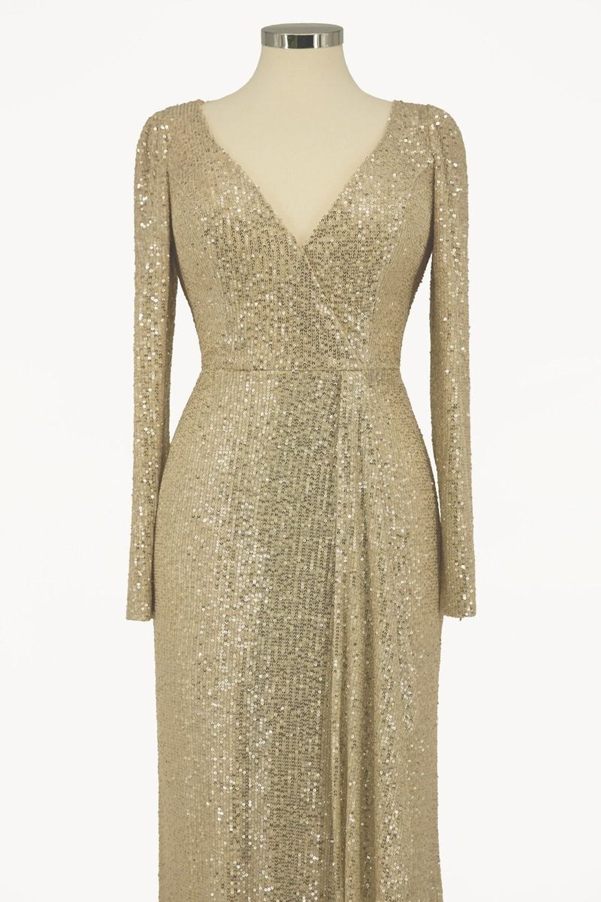 Ladivine Amoris T801 Long Sleeve Sheath Sequin Evening Gown by DiscountDressShop