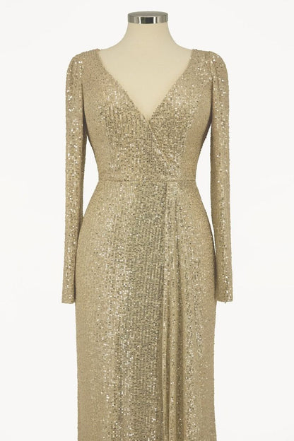 Ladivine Amoris T801 Long Sleeve Sheath Sequin Evening Gown by DiscountDressShop
