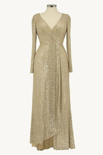 Ladivine Amoris T801 Long Sleeve Sheath Sequin Evening Gown by DiscountDressShop