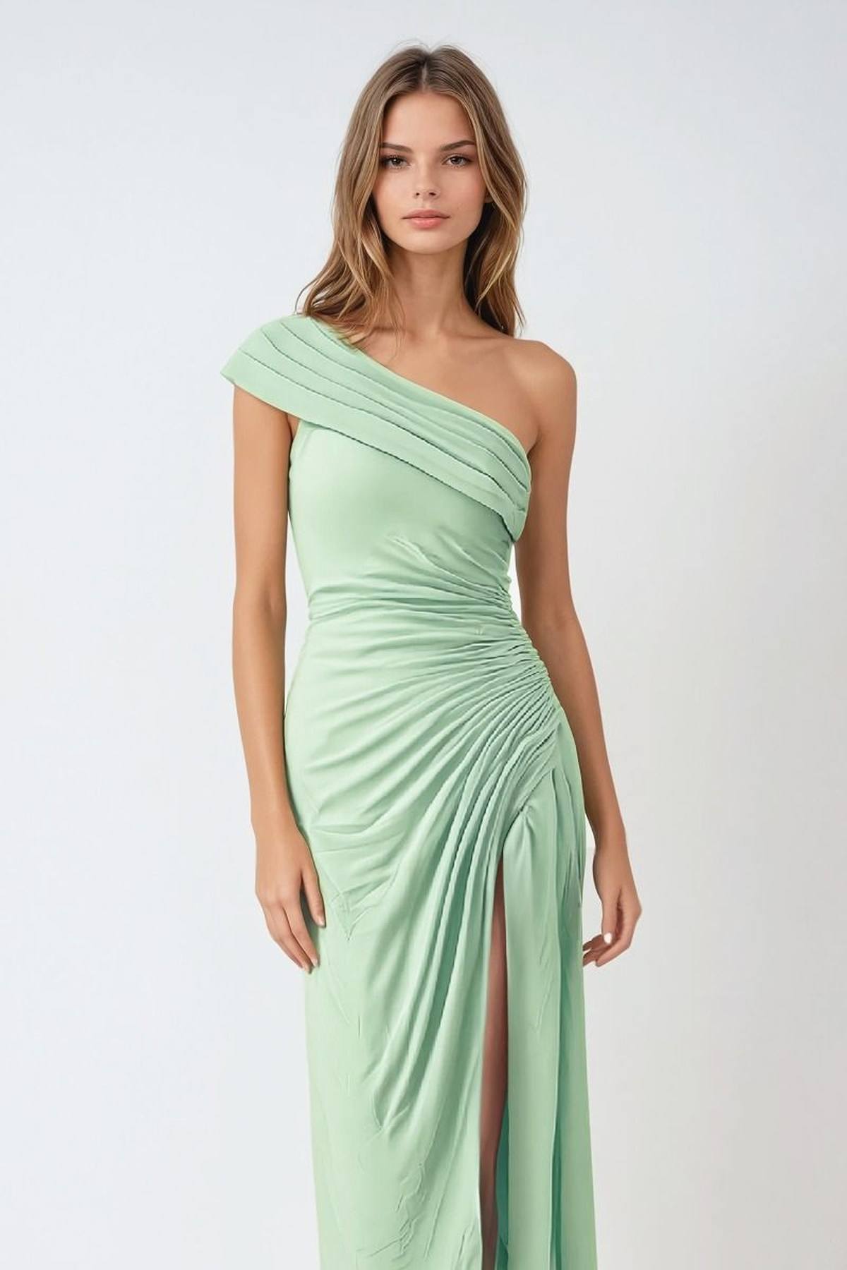 Ladivine Amoris T802 Knee Length One Shoulder Chiffon Dress by DiscountDressShop