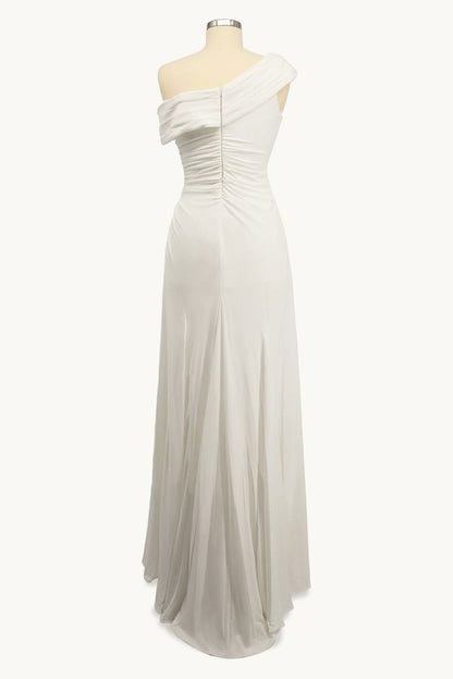 Ladivine Amoris T808 One Sleeve Off Shoulder Fitted Gown with Slit by DiscountDressShop
