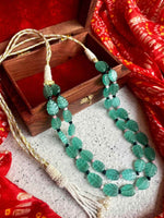 Joban Fashion C.Green Stone Semi Precious Carving Stone Partywear Double Layer Mala