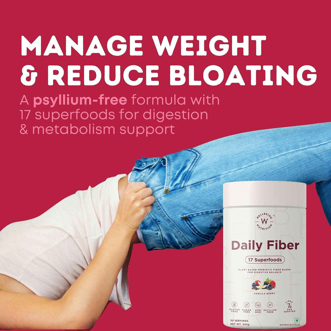 Wellbeing Nutrition Daily Fiber Powder - Vanilla Berry &amp; Pina Colada Combo