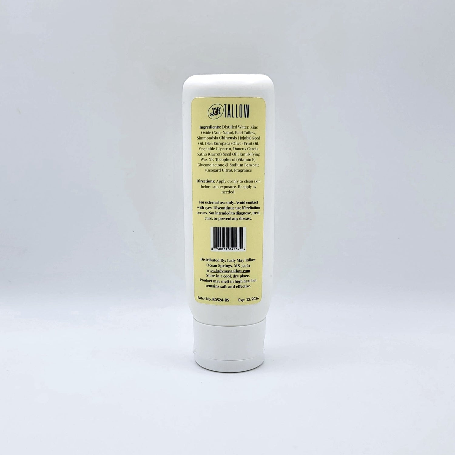 Tallow Before Sun Cream - Natural Sun Prep with Non-Nano Zinc Oxide &amp; Carrot Seed Oil