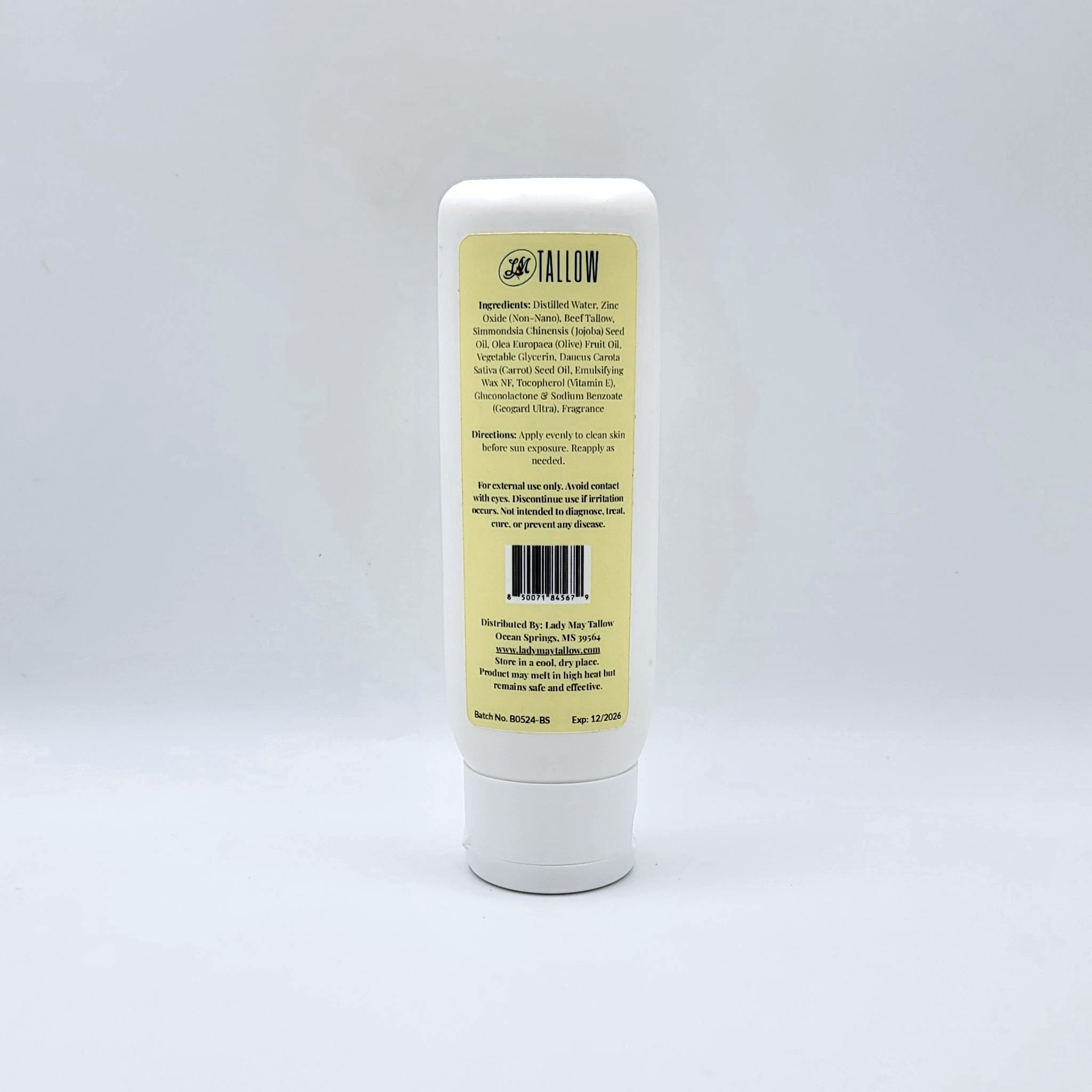 Tallow Before Sun Cream - Natural Sun Prep with Non-Nano Zinc Oxide &amp; Carrot Seed Oil