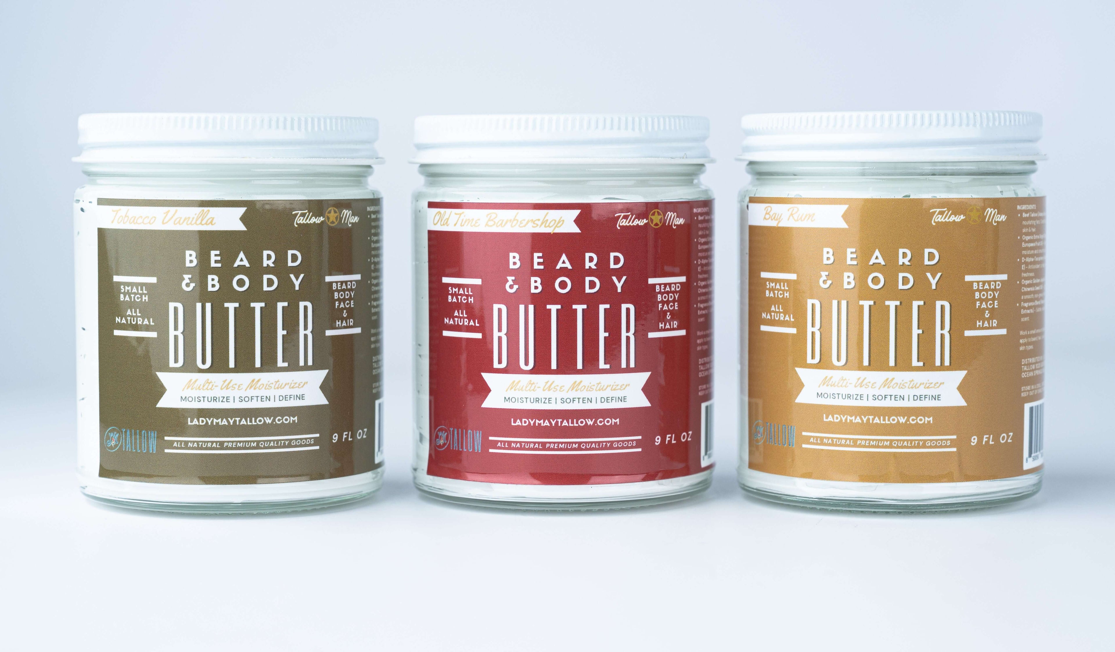 Tallow Man Beard Butter 9oz Trio – Men&