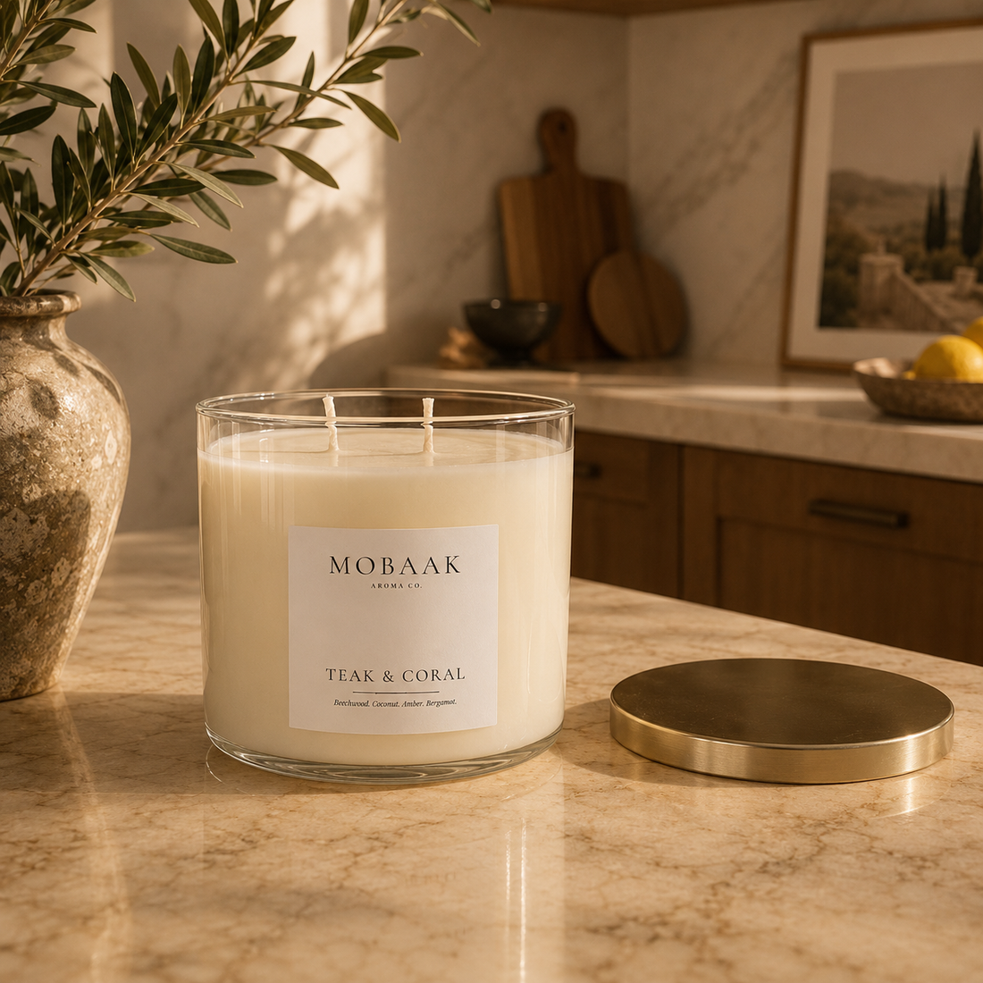 Teak &amp; Coral Candle by Mobaak Aromatherapy Shoppe