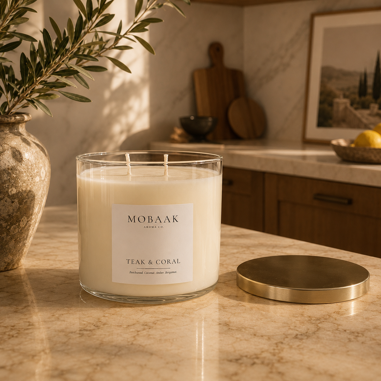 Teak &amp; Coral Candle by Mobaak Aromatherapy Shoppe