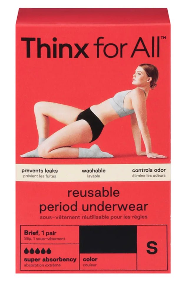 Thinx For All Super Absorbency Cotton Brief Period Underwear, Small Black 
