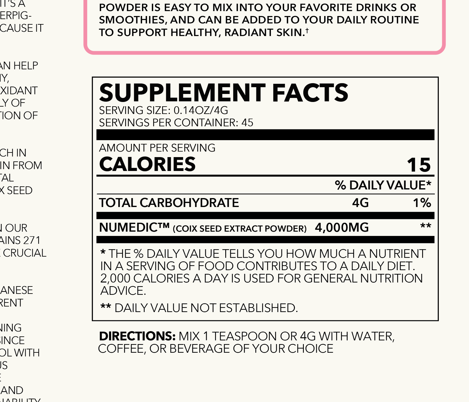 Tone and Glow Coix Seed Extract Powder