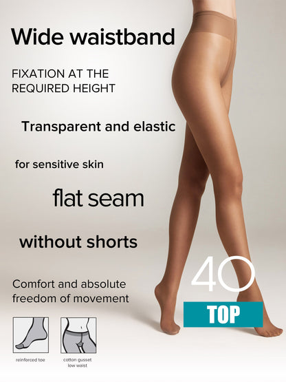 Tights Conte Top 40 Den - Low Waist Adjustable Belt by TheRanok.com
