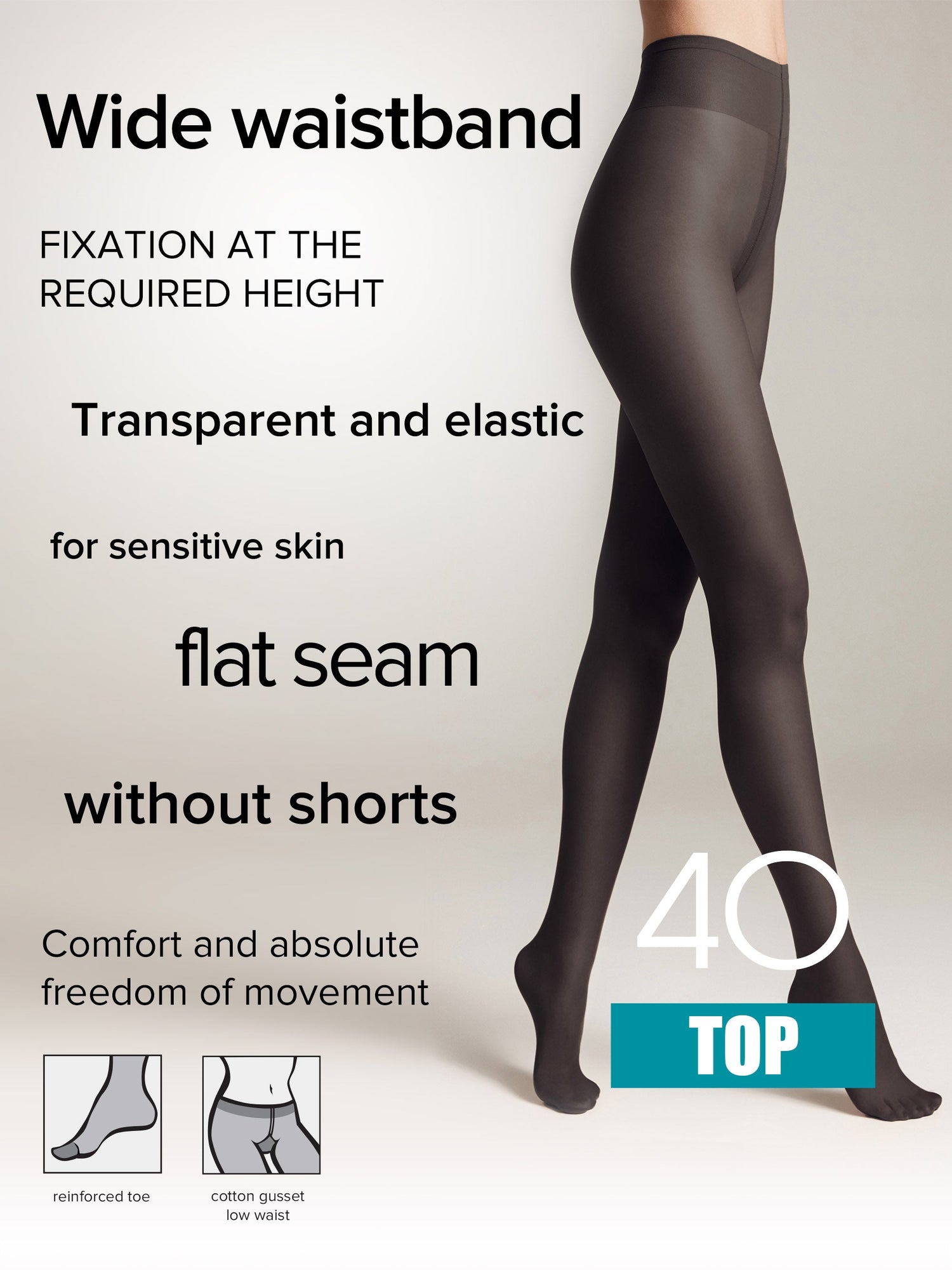 Tights Conte Top 40 Den - Low Waist Adjustable Belt by TheRanok.com