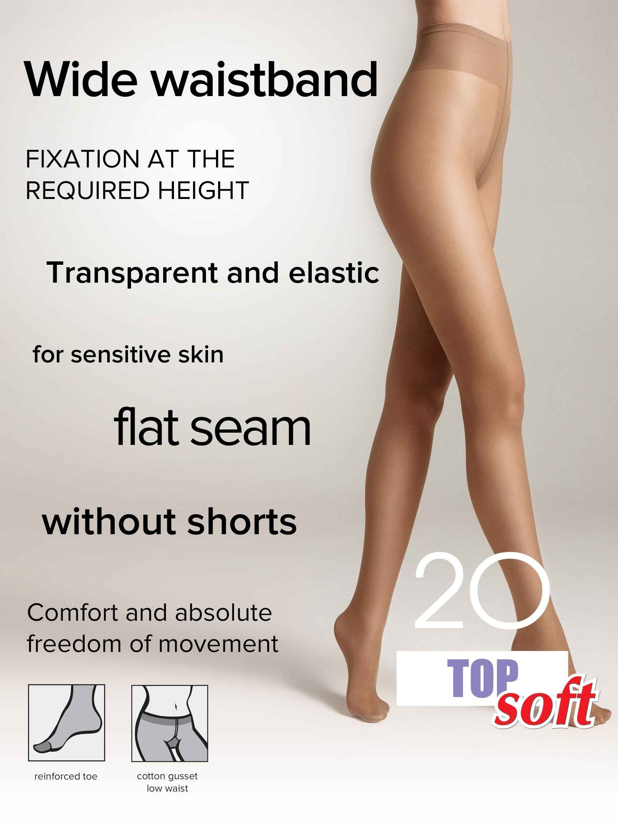 Tights Conte Top Soft 20 Den - Adjustable Fit for Sensitive Skin